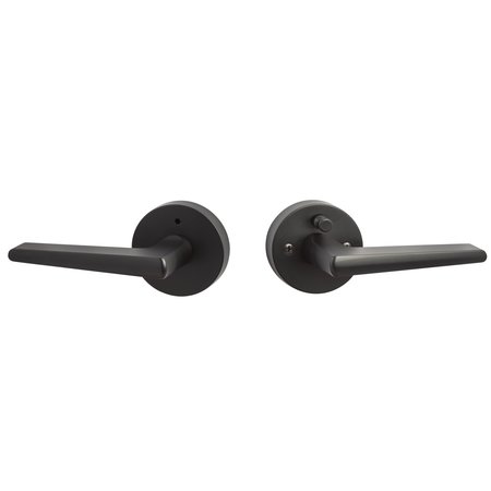 SURE-LOC HARDWARE Sure-Loc Hardware Basel Round Privacy Lever, Reversible Handing, Flat Black BS102-RD FBL